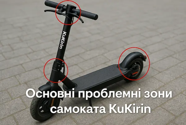 Основні проблемні зони електросамоката KuKirin