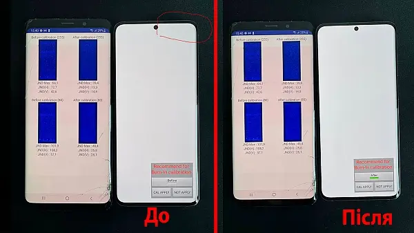 Результат калібрування Samsung Galaxy S21